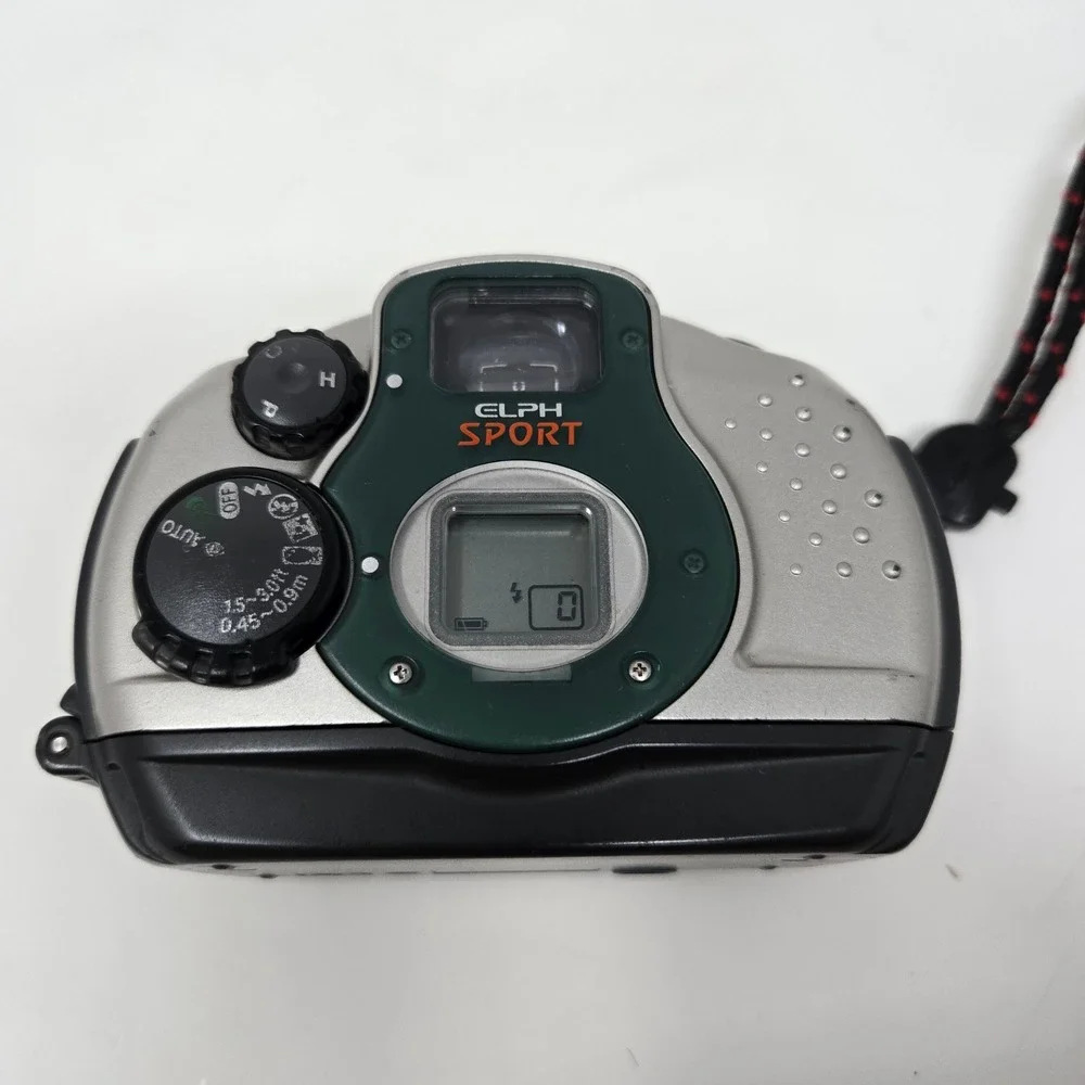 Canon ELPH Sport APS Film Camera Waterproof 23mm Lens‎ Silver Green Vintage